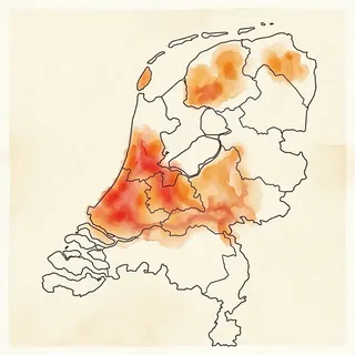 Kaart van Nederland met risicogebieden, locatie Bodegraven-Reeuwijk
