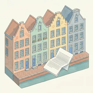 Rij Hollandse herenhuizen met VvE-document